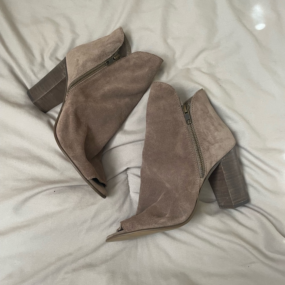 Brand new open toe boots.